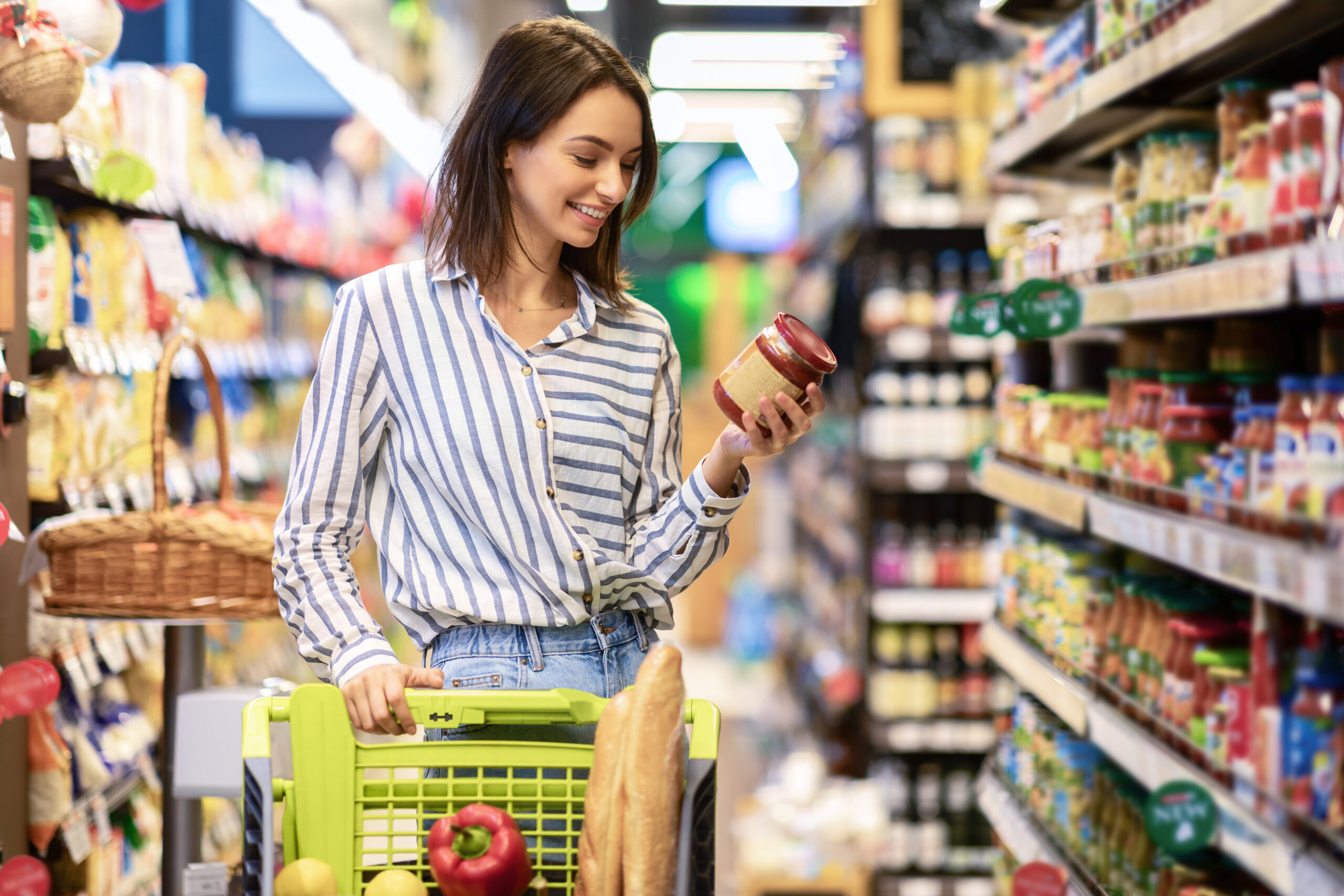 Image of packaged food products and nutrition facts label representing food compliance consulting